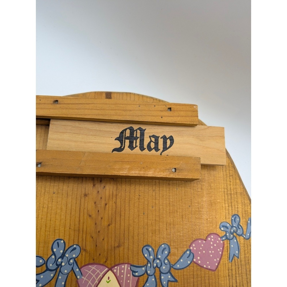 Vintage Wooden Calendar Wall Hanging Marmalade Hearts Holiday Tiles Granny Core - Picture 6 of 16